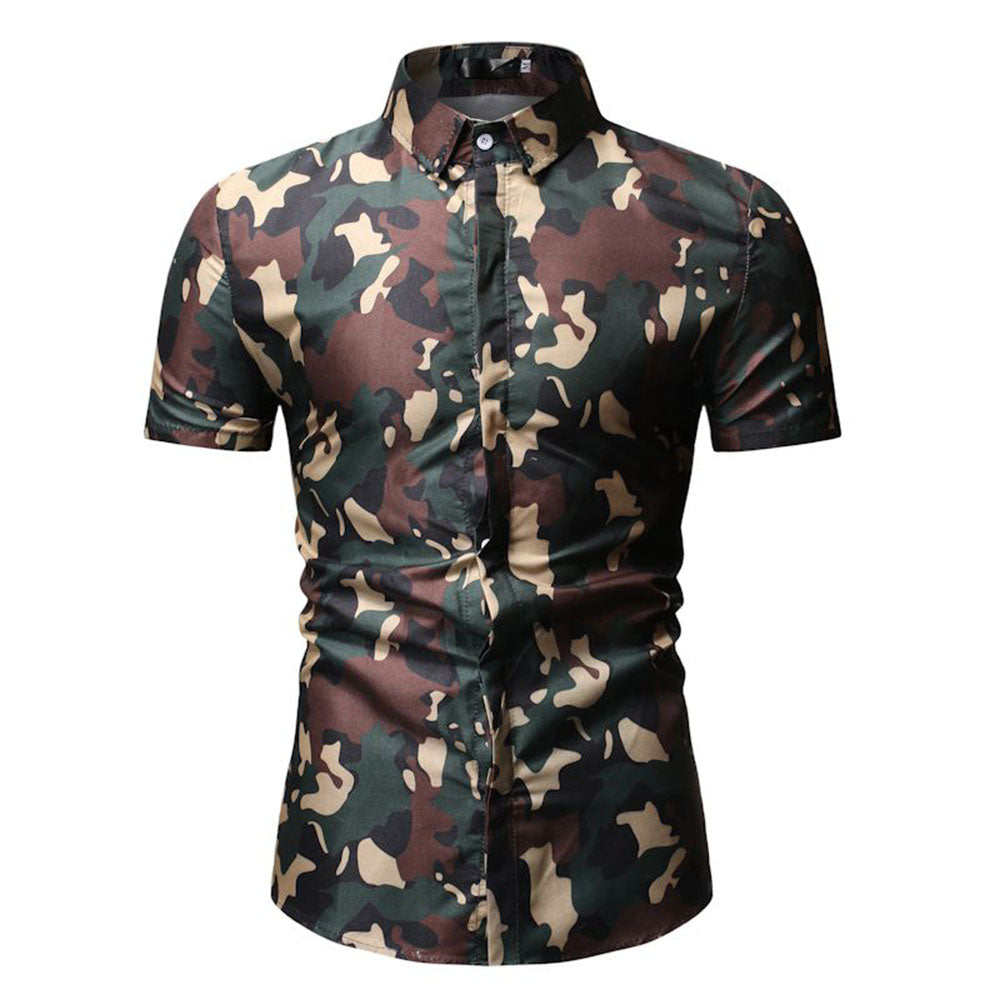 Lapel Button Camouflage Casual Single-Breasted Men's Shirt