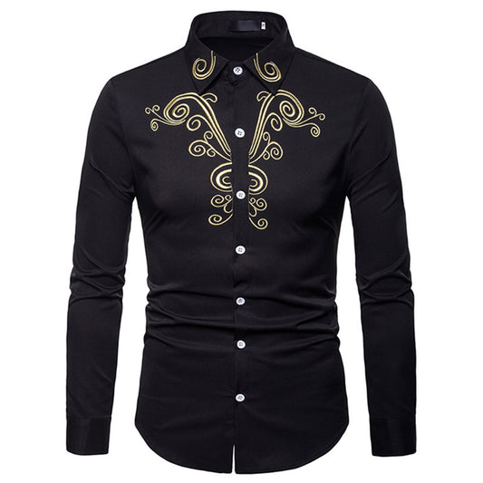 Casual Geometric Print Lapel Spring Men's Shirt