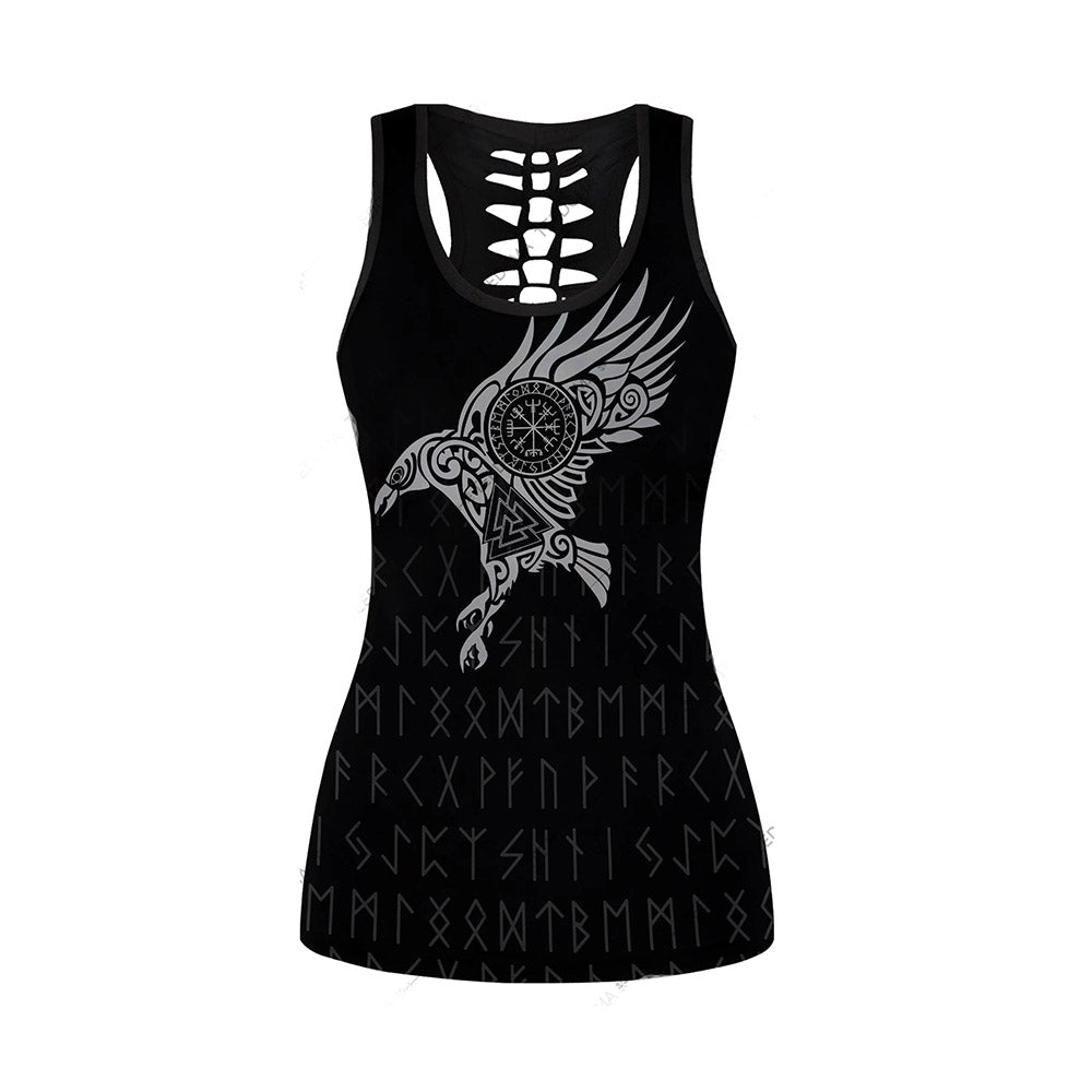 Vikings - The Raven of Odin Tattoo 3D All Over Printed Women's Tank Top
