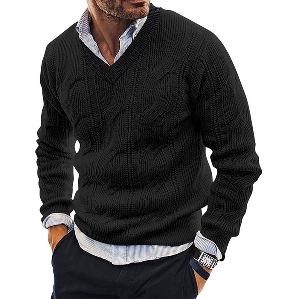 Standard V-Neck Plain Slim Men's Sweater