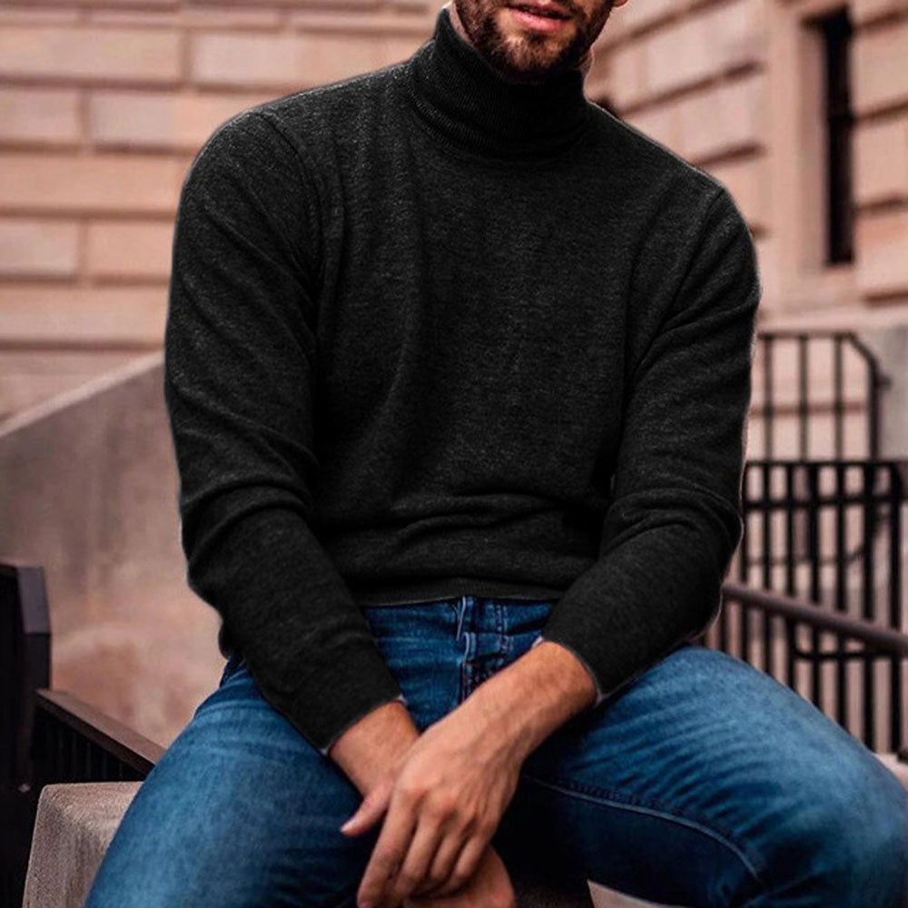 Standard Plain Turtleneck Straight Men's Sweater