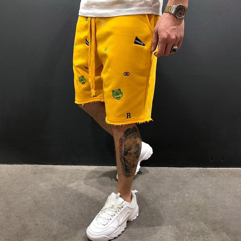 Straight Harem Embroidery Cartoon Casual Men's Shorts