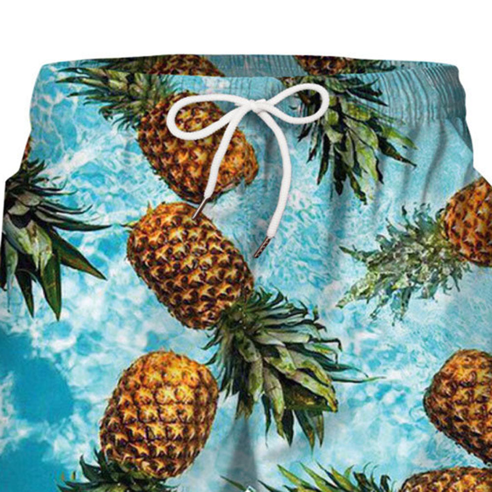Straight Print Lace-Up Men's Shorts