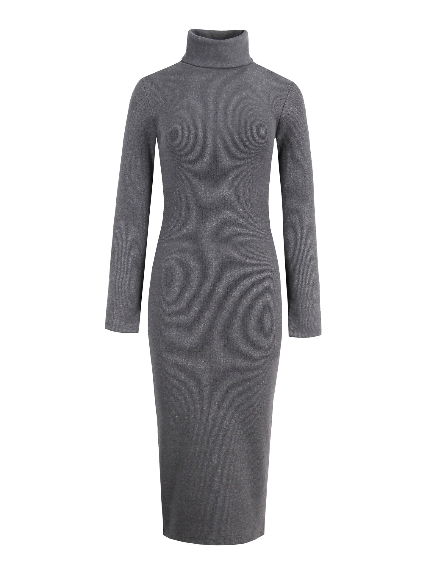 Mid-Calf Turtleneck Long Sleeve Pullover Women's Dress