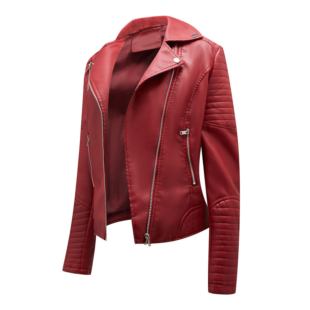 Standard Zipper Slim Fall Women's PU Jacket