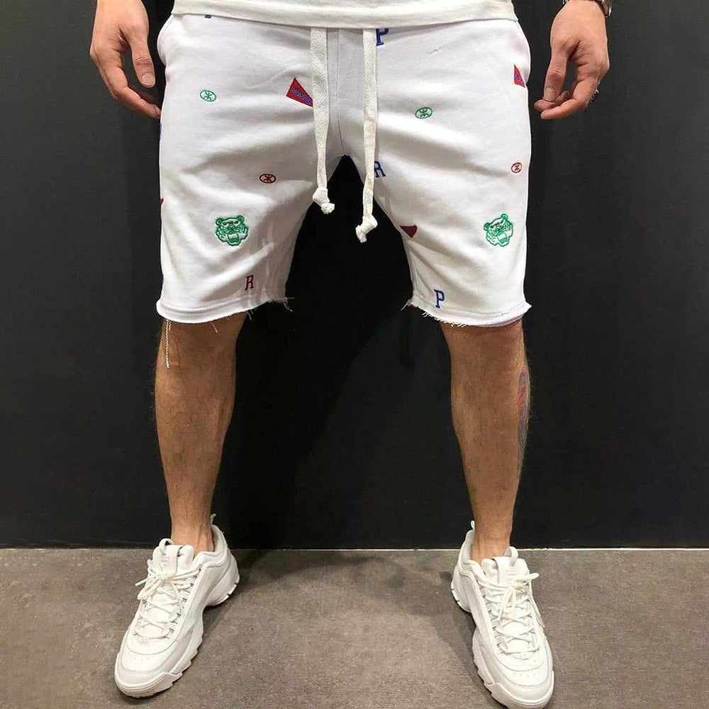 Straight Harem Embroidery Cartoon Casual Men's Shorts