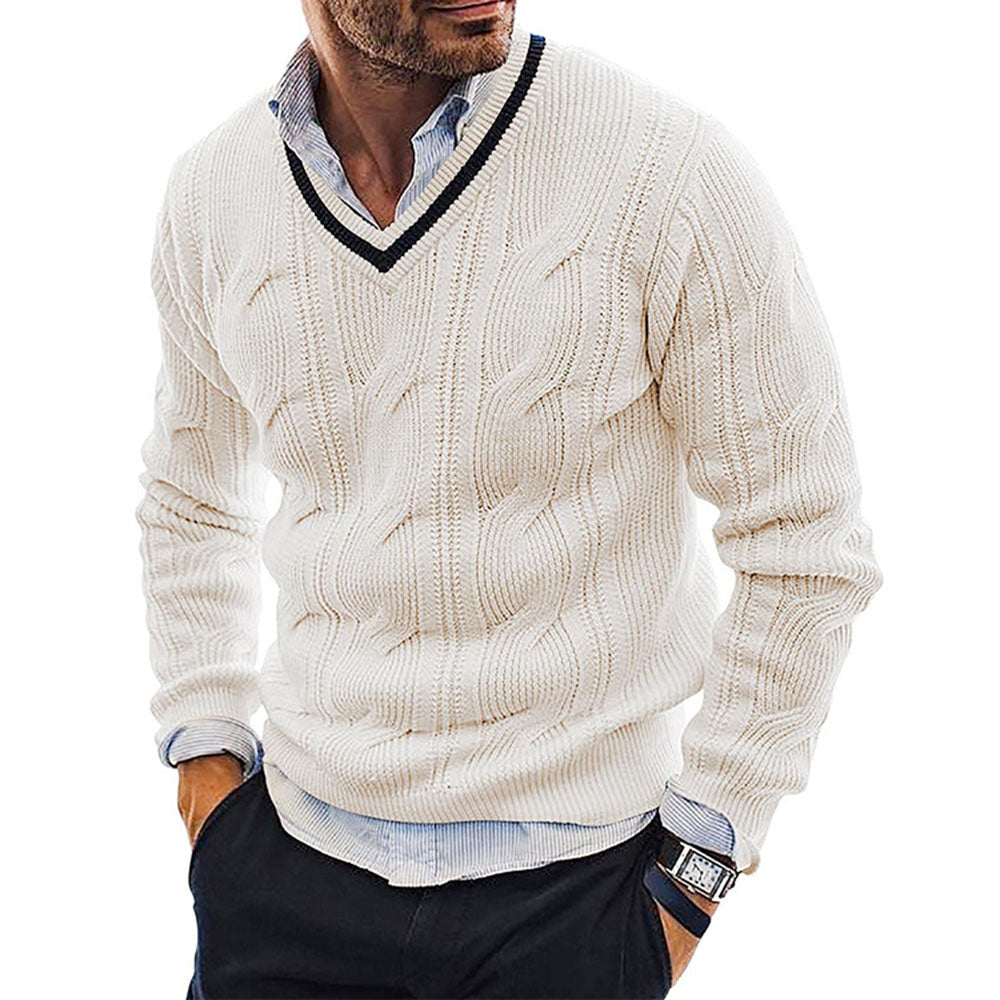 Standard V-Neck Plain Slim Men's Sweater