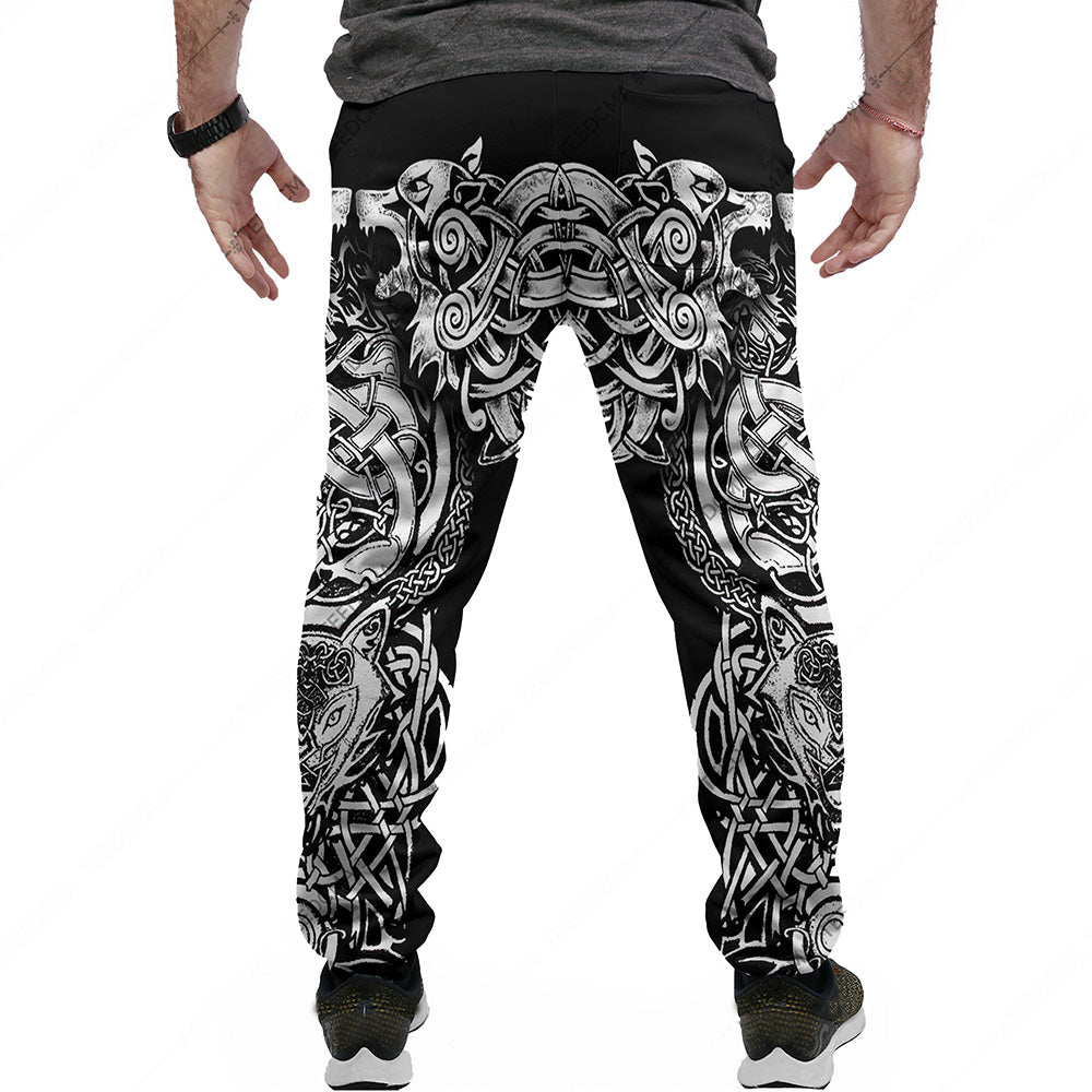 Fenrir Wolf Viking Tattoo 3D All Over Printed Men's Casual Pants