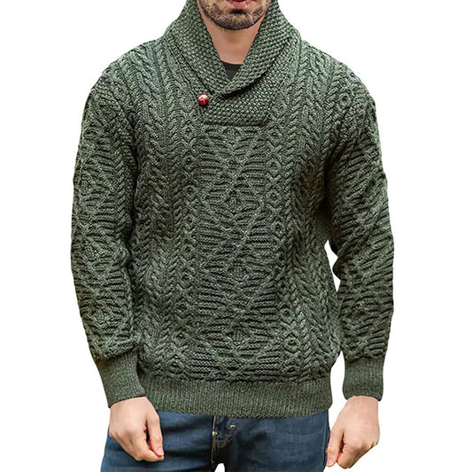 Turtleneck Standard Button Plain European Men's Sweater