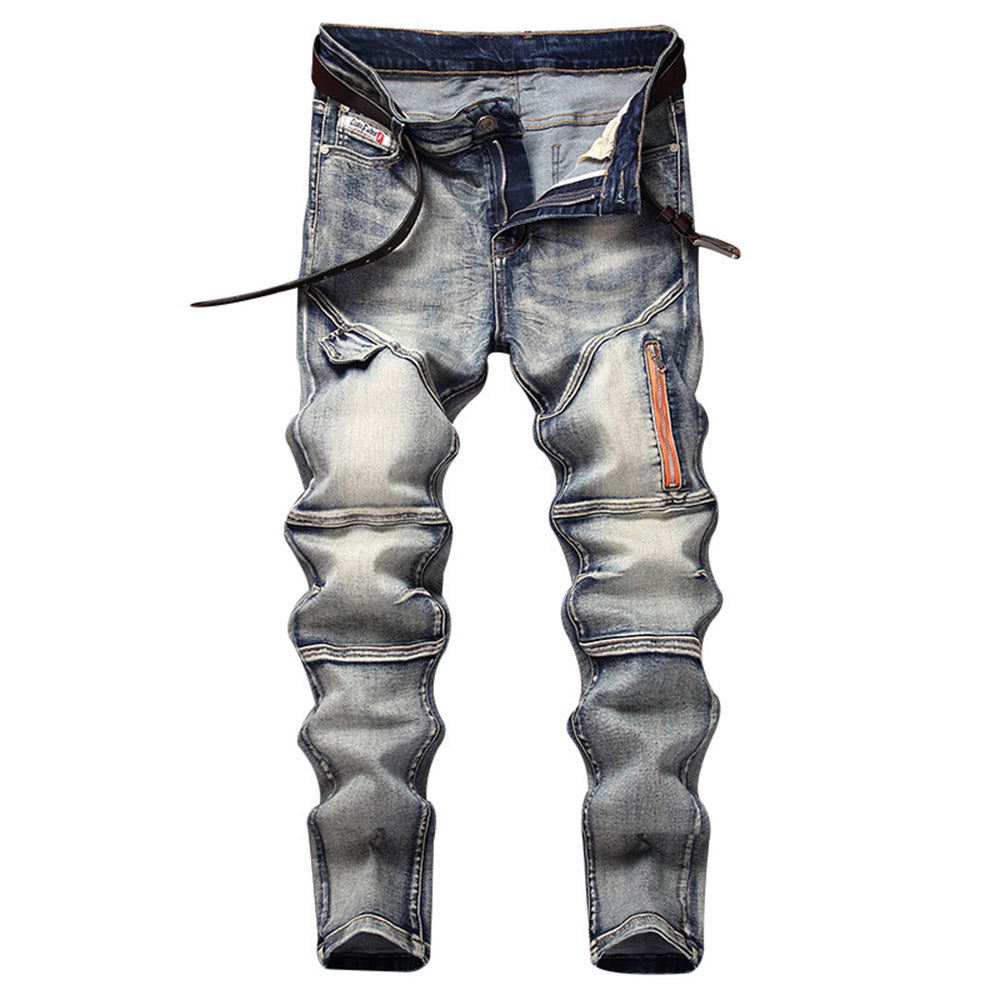 Zipper Pencil Pants European Men's Jeans