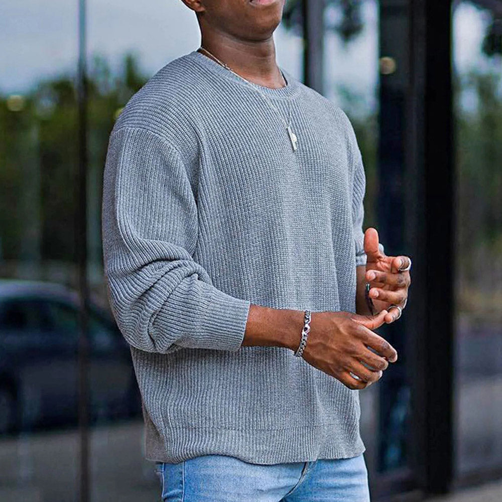 Plain Standard Round Neck Casual Men's Sweater