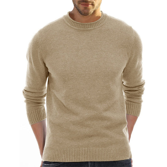 Round Neck Plain Standard Winter Men's Sweater