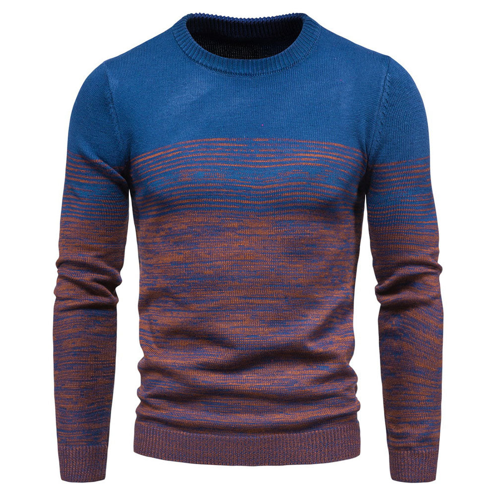 Round Neck Standard Patchwork Color Block European Men's Sweater