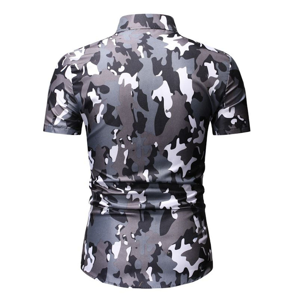 Lapel Button Camouflage Casual Single-Breasted Men's Shirt