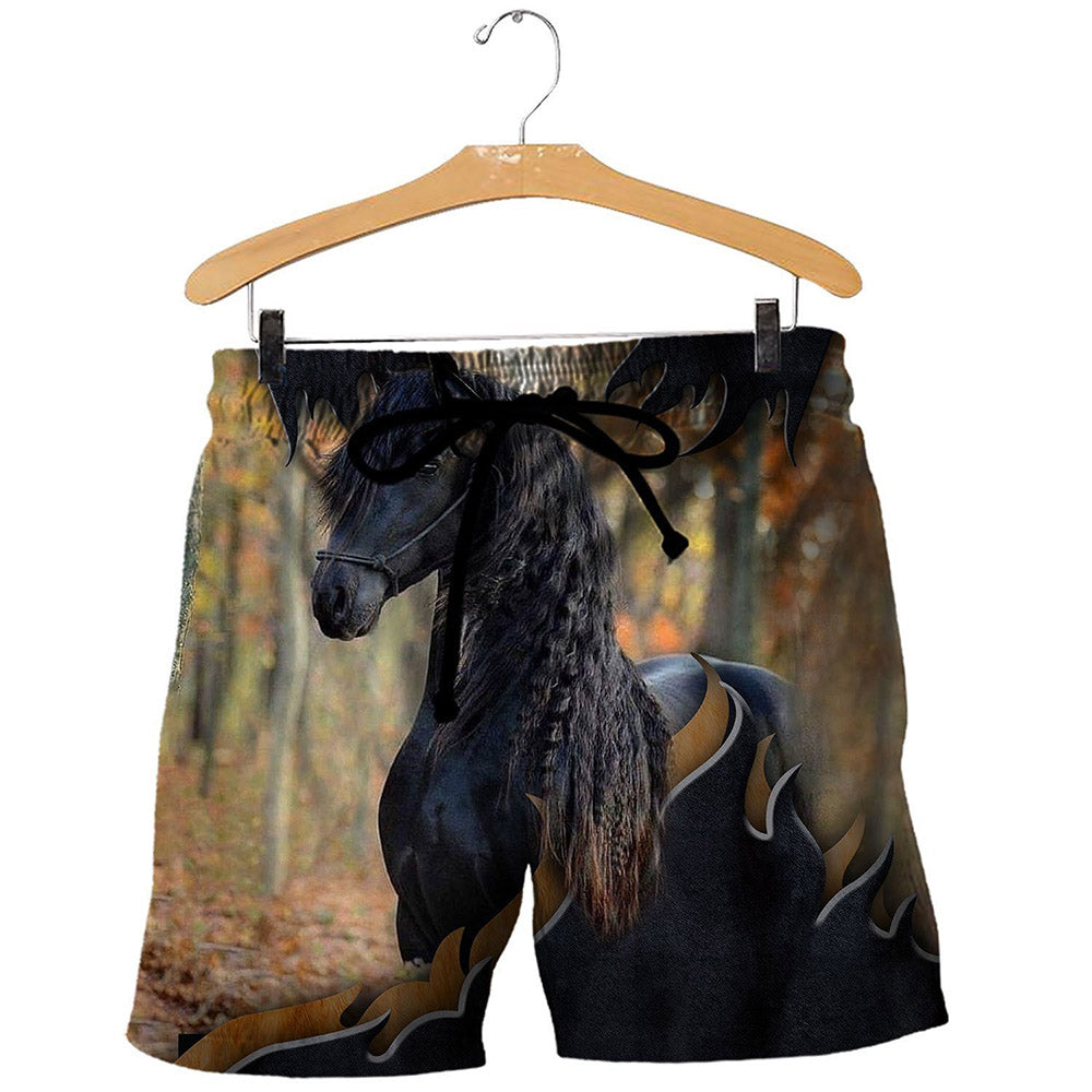 Loose Patchwork Animal Casual Men's Shorts