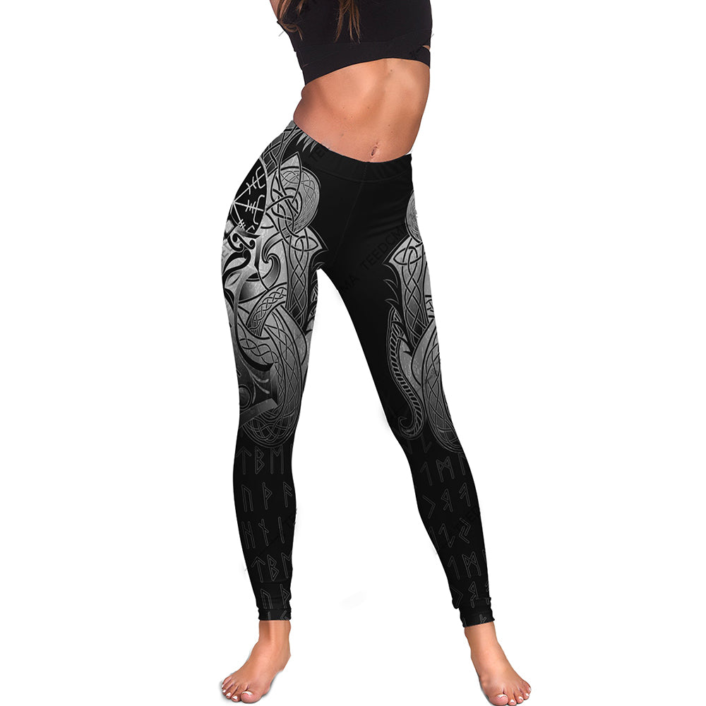 Viking Vegvisir Mjolnir And Dragon Norse 3D All Over Printed Women's Leggings