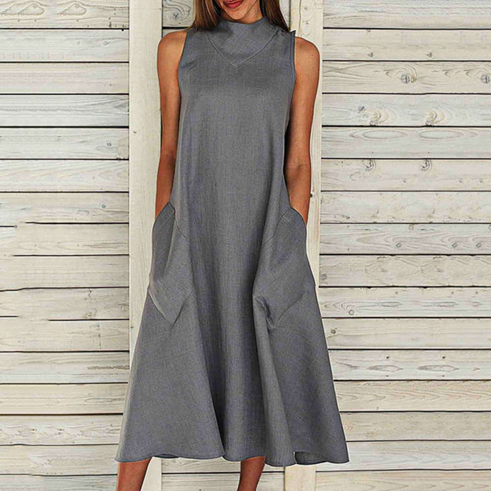 Mid-Calf Pocket Sleeveless Pullover Women's Dress