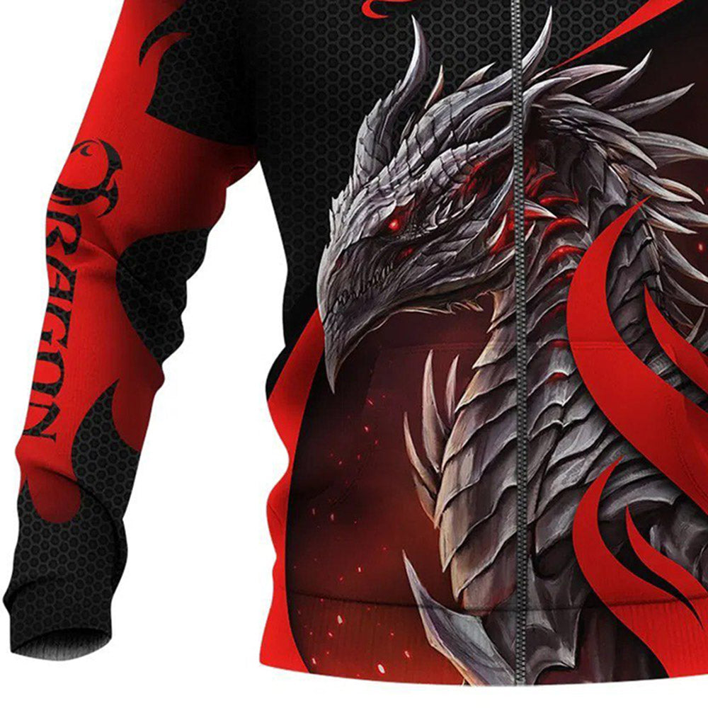 Viking Dragon Totem 3D All Over Gedruckt Zip Herren Sweatshirt