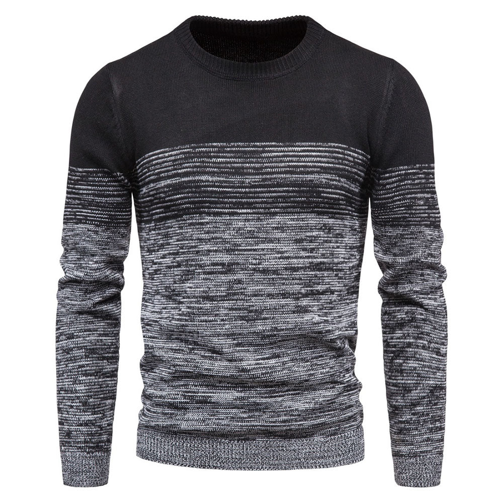 Round Neck Standard Patchwork Color Block European Men's Sweater