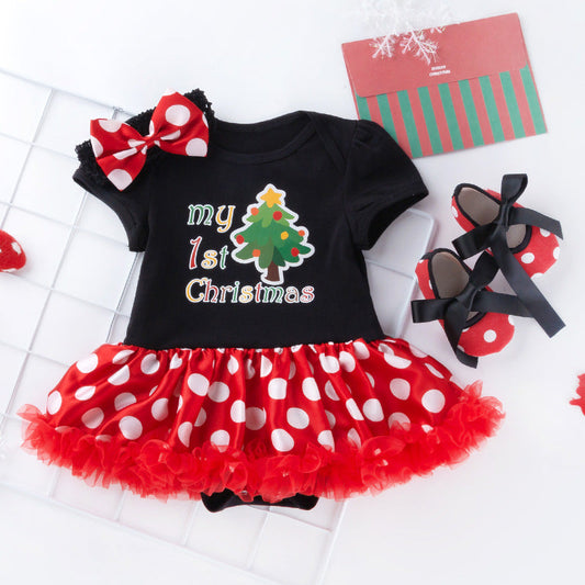 3-Piece Cute Polk Dot Christmas Dress for 21/22/23 Inches Reborn Doll