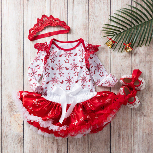 4-Piece Snowflake Christmas Dress for 21/22/23 Inches Reborn Doll