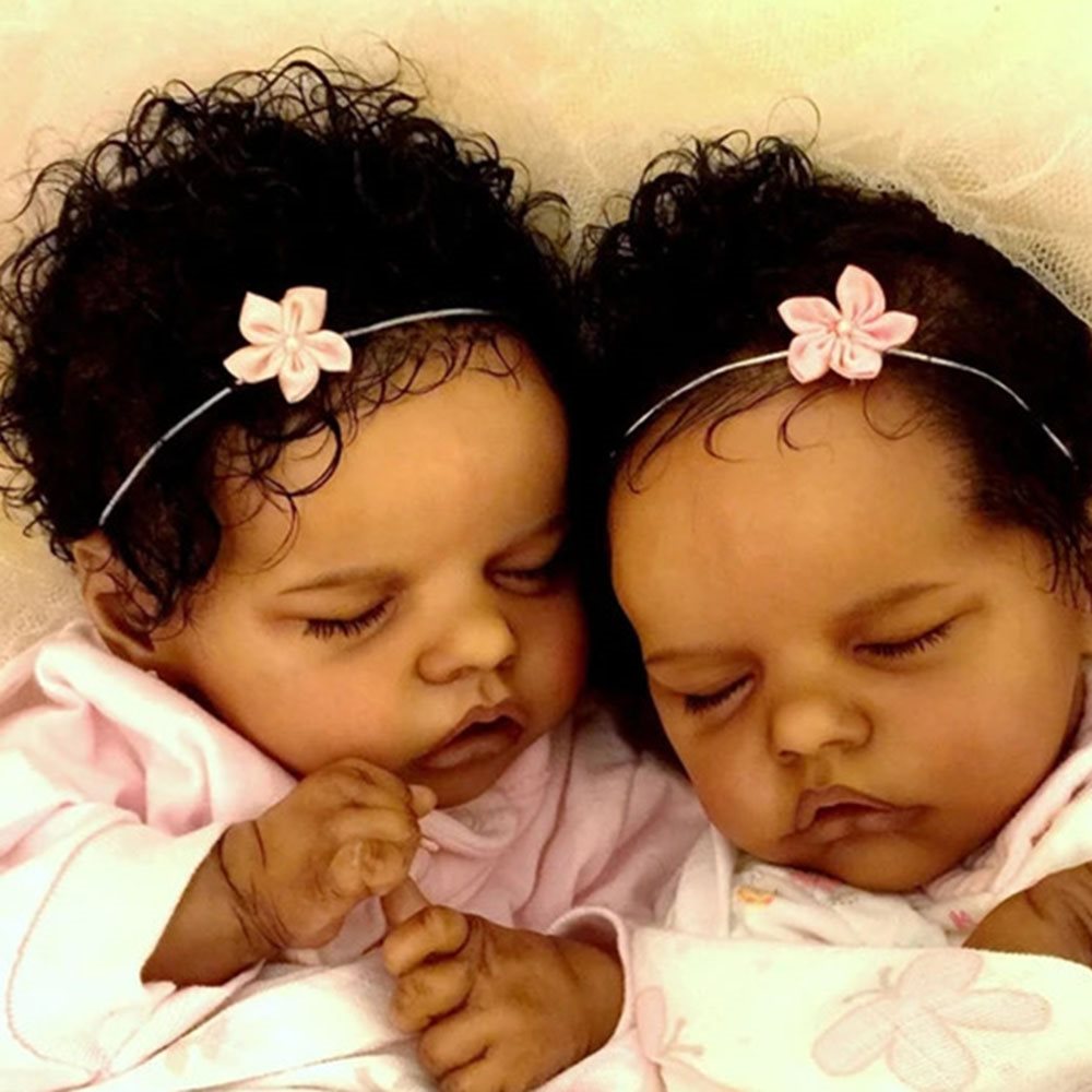 17" Real Lifelike Twin Sister Johan and Lloyd Reborn Baby Doll Girl